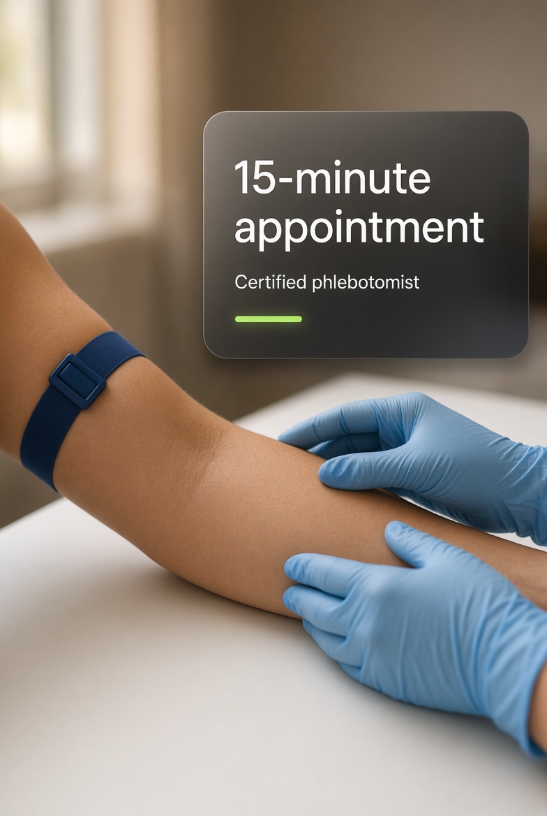 A phlebotomist preparing for a blood draw