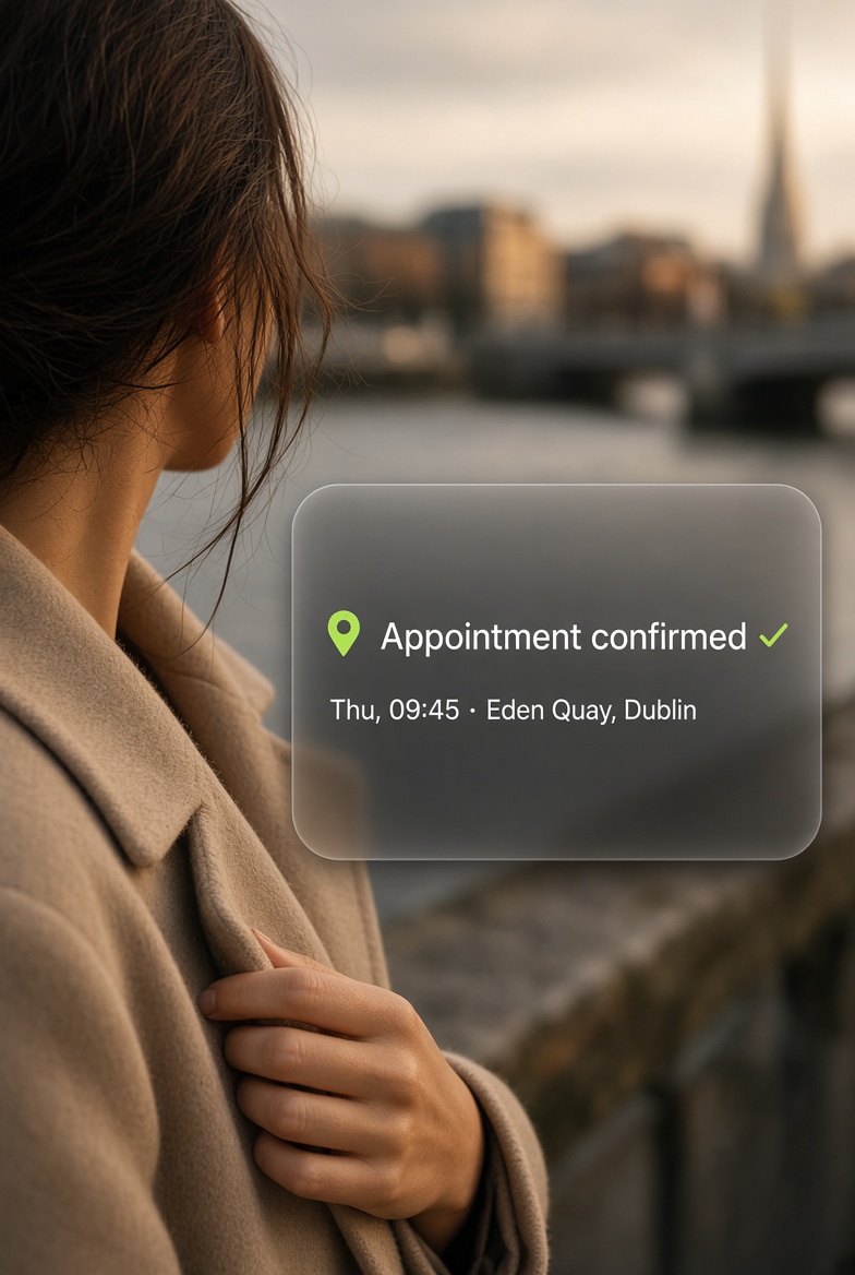 Appointment confirmation for a Dublin clinic visit